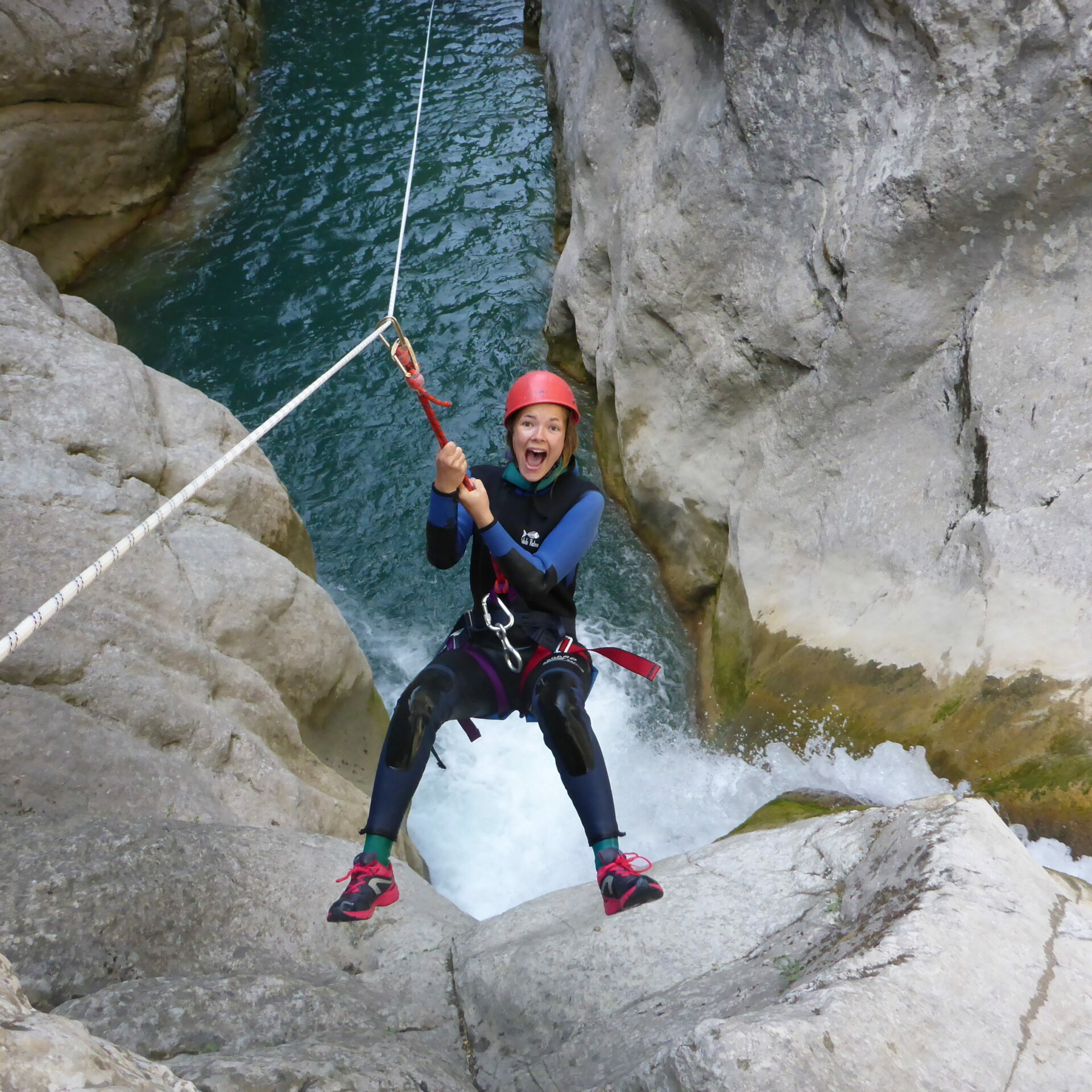descente tyrolienne canyoning Saint Auban